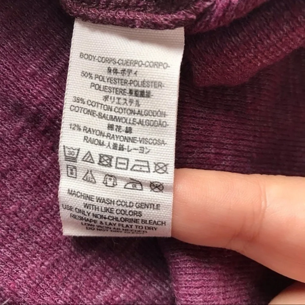 Free People Split Back Turtleneck Oversized Top‎ Berry S